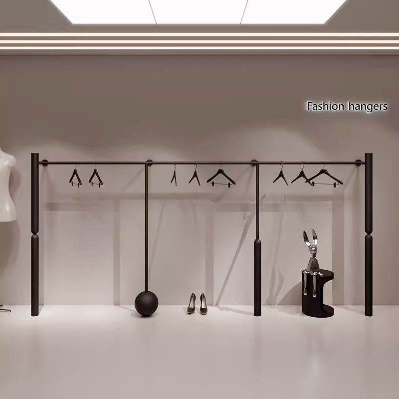 服装店铁艺黑色上墙展示架