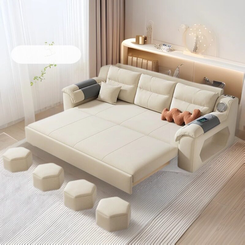 布艺折叠沙发床两用一体多功能伸缩带储物书房卧室家用梳化床