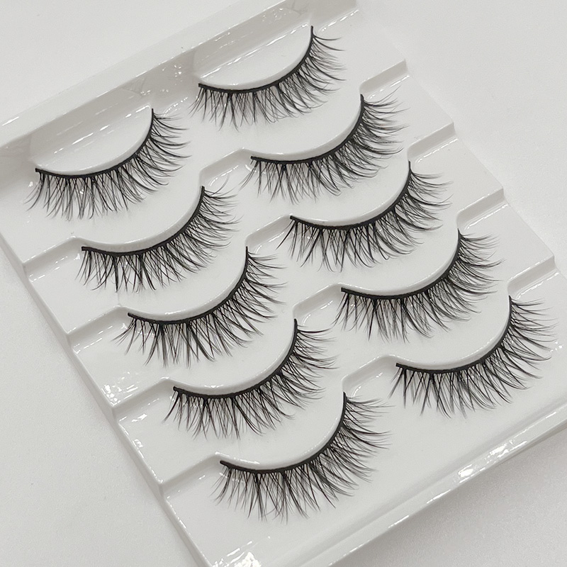 五对装卷翘假睫毛女自然簇簇浓密软梗柔软佩戴舒适芭比大眼上睫毛