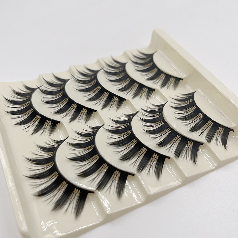 五对浓密黑硬梗假睫毛大恶魔簇蔟夸张眼毛卷翘交叉夜店酒吧眼睫毛