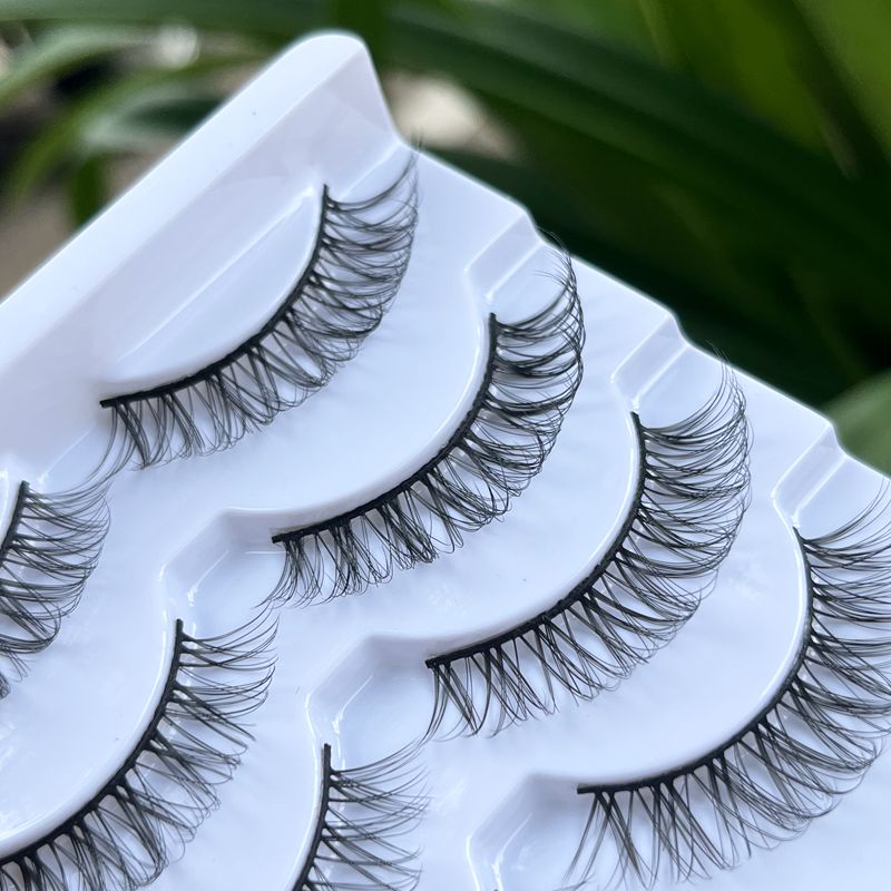 5对装新自然卷翘眼睫毛黑梗交叉浓密显眼大假睫毛新娘约会睫毛