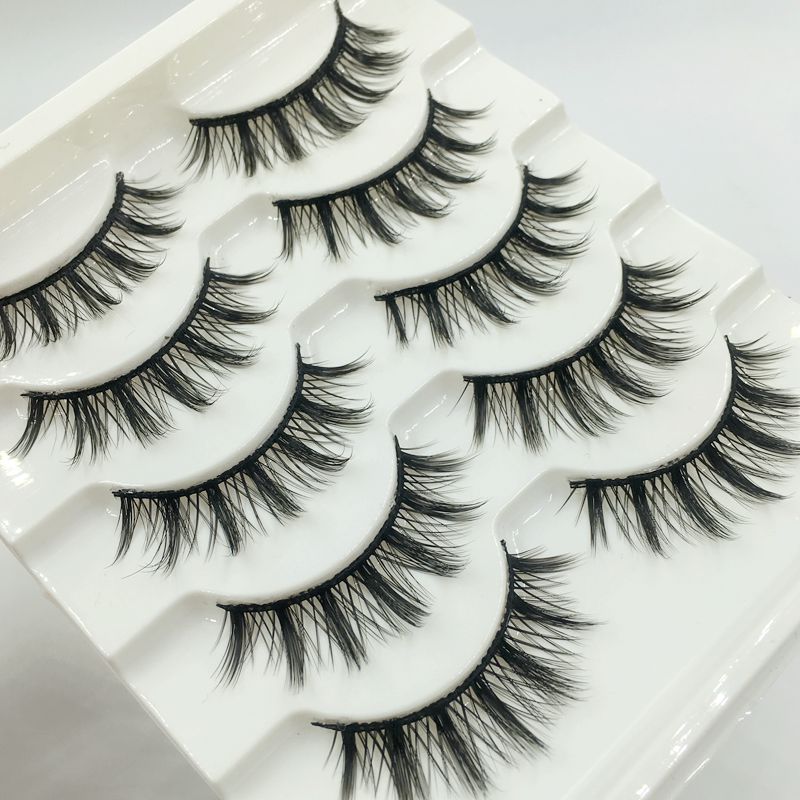 假睫毛自然女浓密交叉卷翘COS簇状眼睫毛棉线梗欧美大眼上睫毛