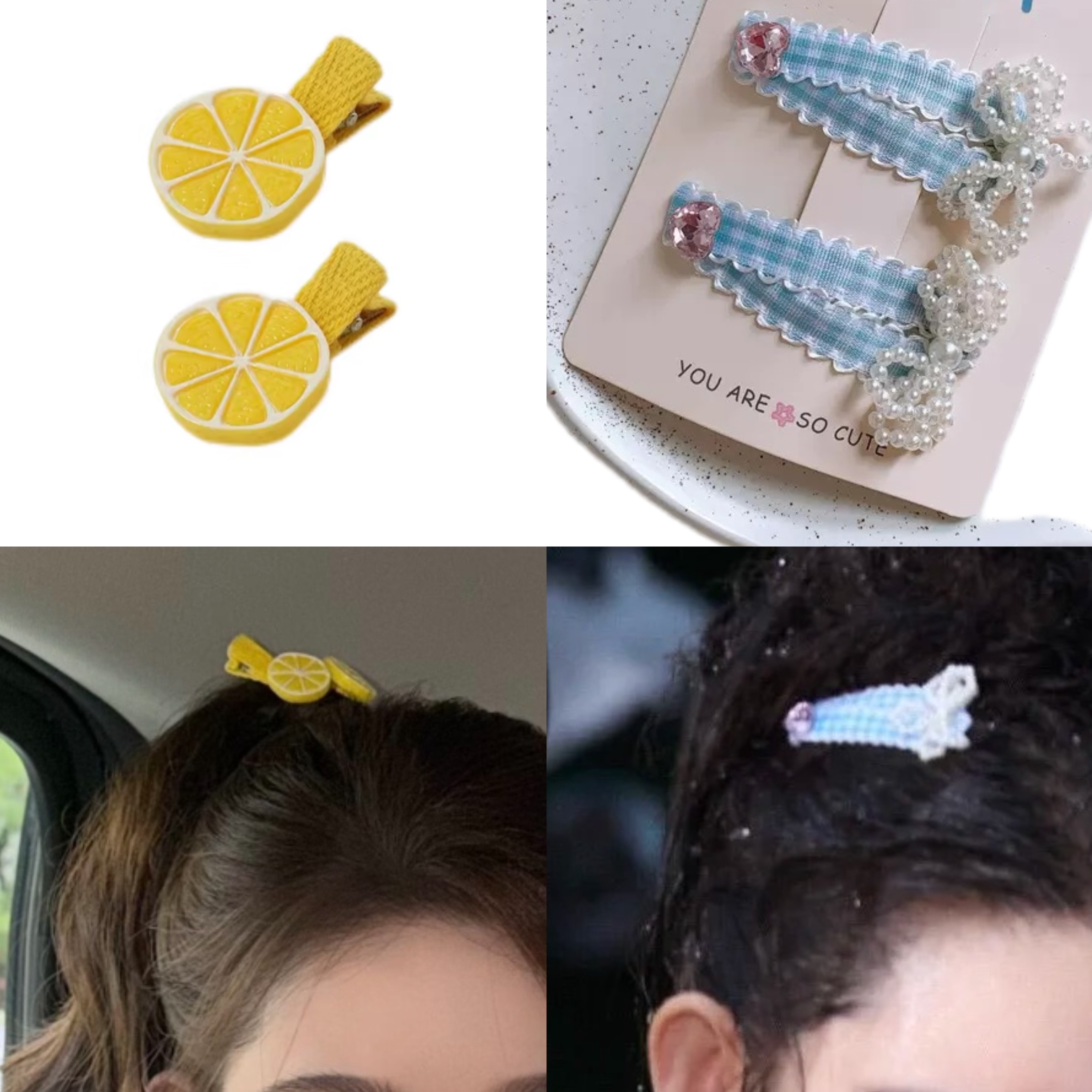 王玉雯同款格纹蝴蝶结发夹女芭蕾风高马尾发饰柠檬牛油果小发卡子