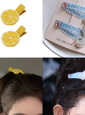 王玉雯同款格纹蝴蝶结发夹女芭蕾风高马尾发饰柠檬牛油果小发卡子