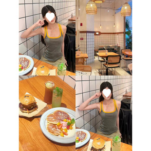 修身 夏日多巴胺穿搭y2k撞色吊带背心女夏季 显瘦韩系港风chic上衣