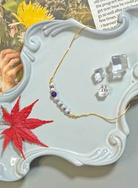 紫水晶微笑链项链女款2026新款爆款轻奢小众设计感微笑链配饰