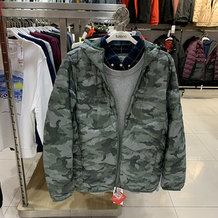 迷彩超轻薄款 正品 休闲连帽保暖修身 男装 羽绒外套 Baleno班尼路冬季