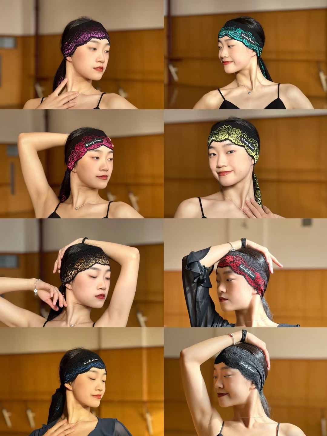 拉丁舞服烈焰绣花发带紫绿黑红蓝女士跳舞表演头饰发饰艺考表演01