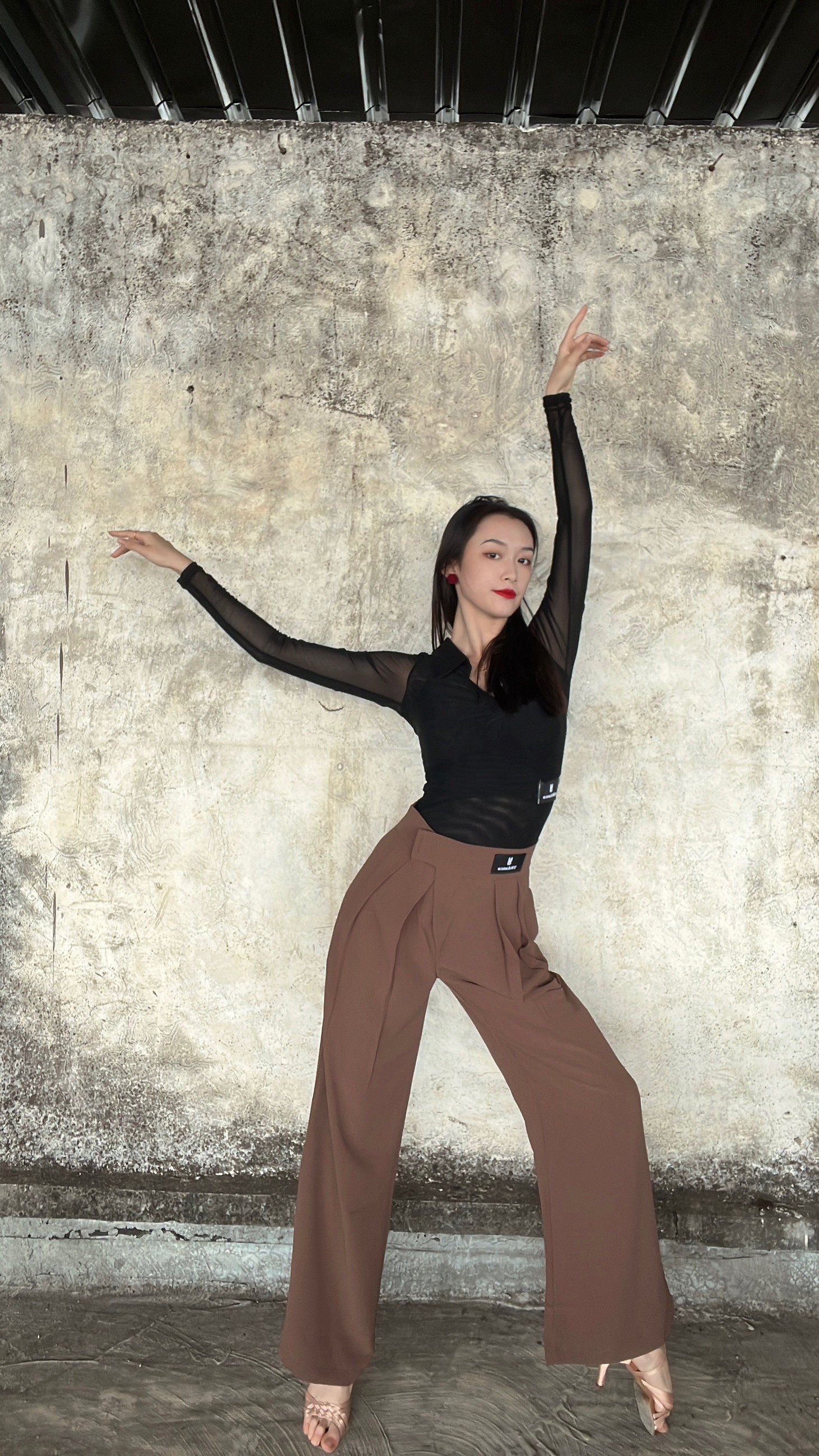 YHDANCE拉丁舞服摩登练功裤腰带设计可调节高腰显瘦束腿阔腿女士