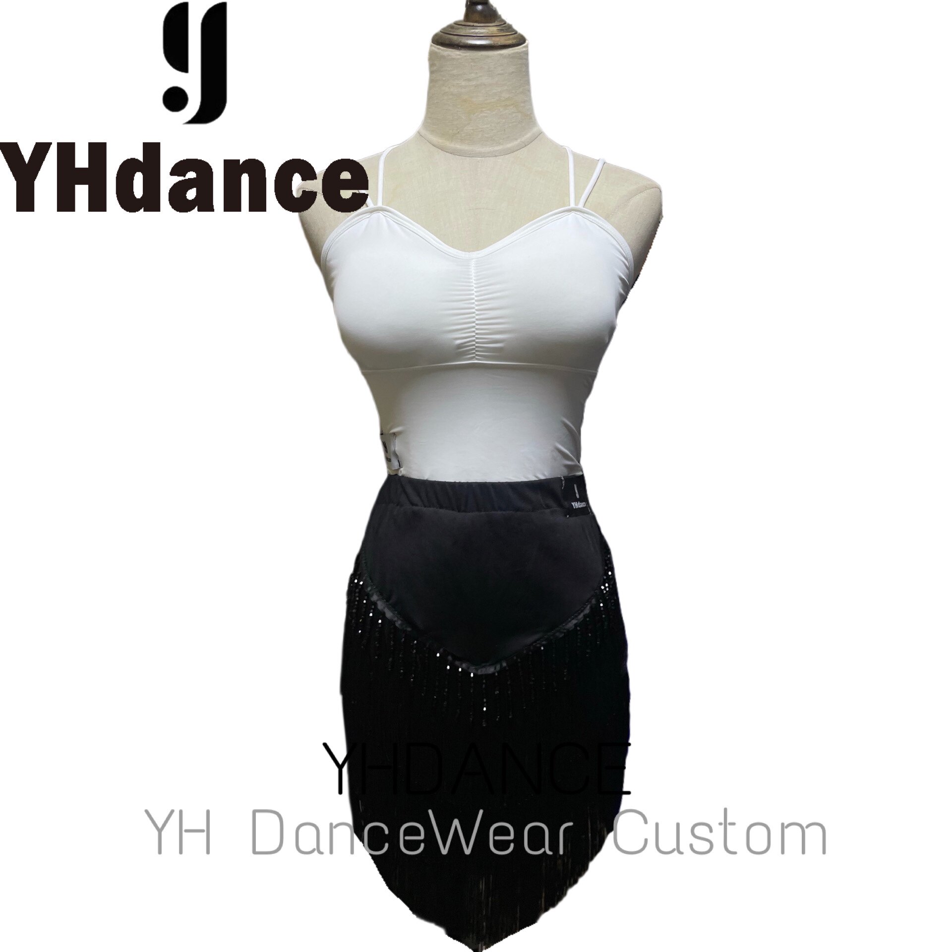 YHDANCE舞服拉丁舞吊带含胸垫美背系带露肩露背上衣女自带胸垫C94