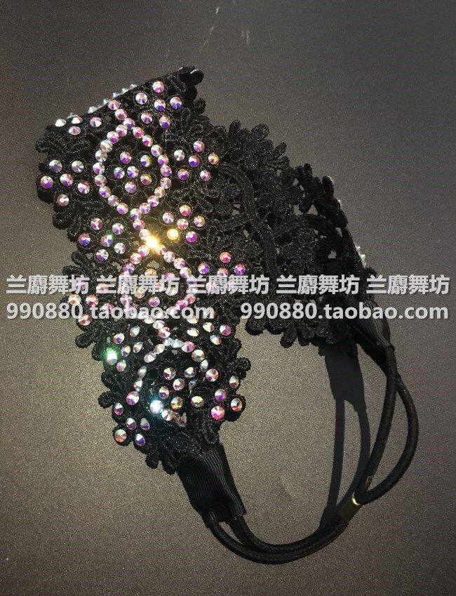 国标舞发带摩登拉丁舞蕾丝发带蕾丝弹力发带发箍镶钻舞蹈发箍