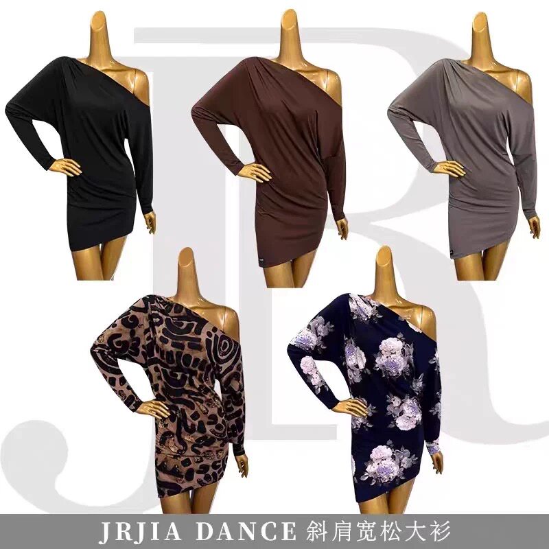 DANCE新款宽松拉丁舞练功服国标舞服女大衫豹纹显瘦罩衫