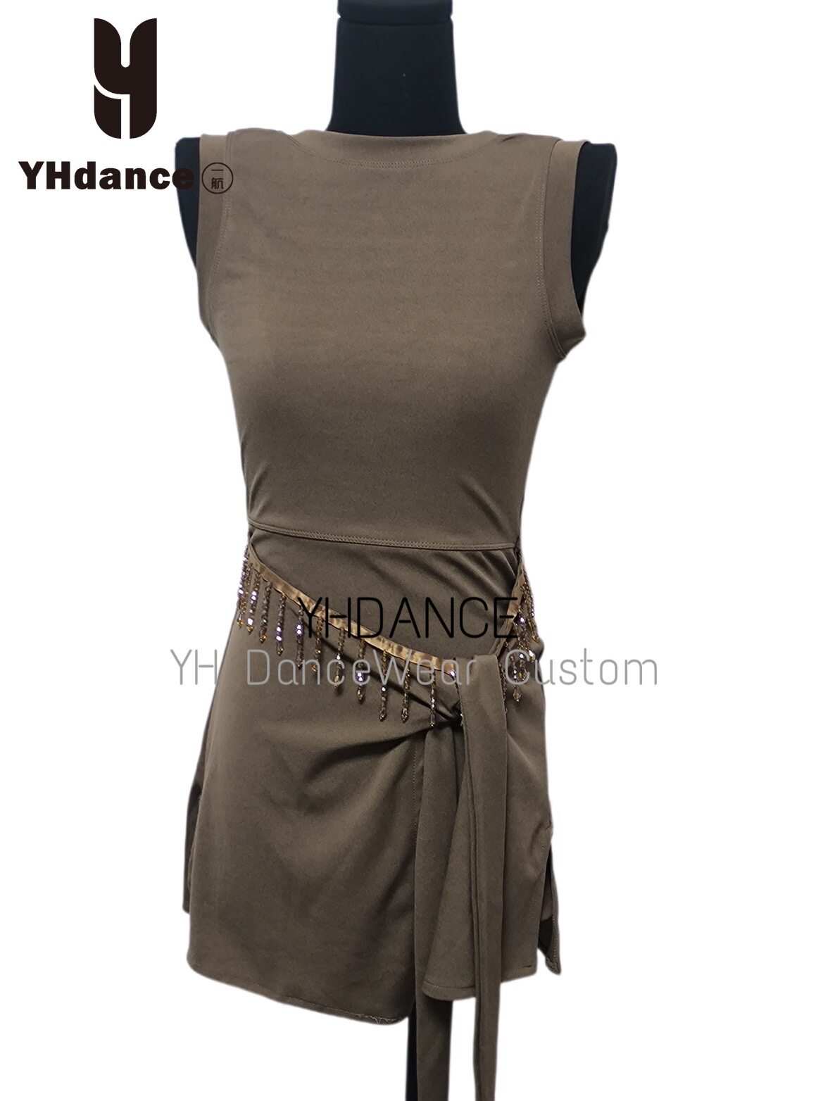 YHDANCE拉丁舞服连体裙流苏坎肩背心裙子女成人教课练舞显瘦c388