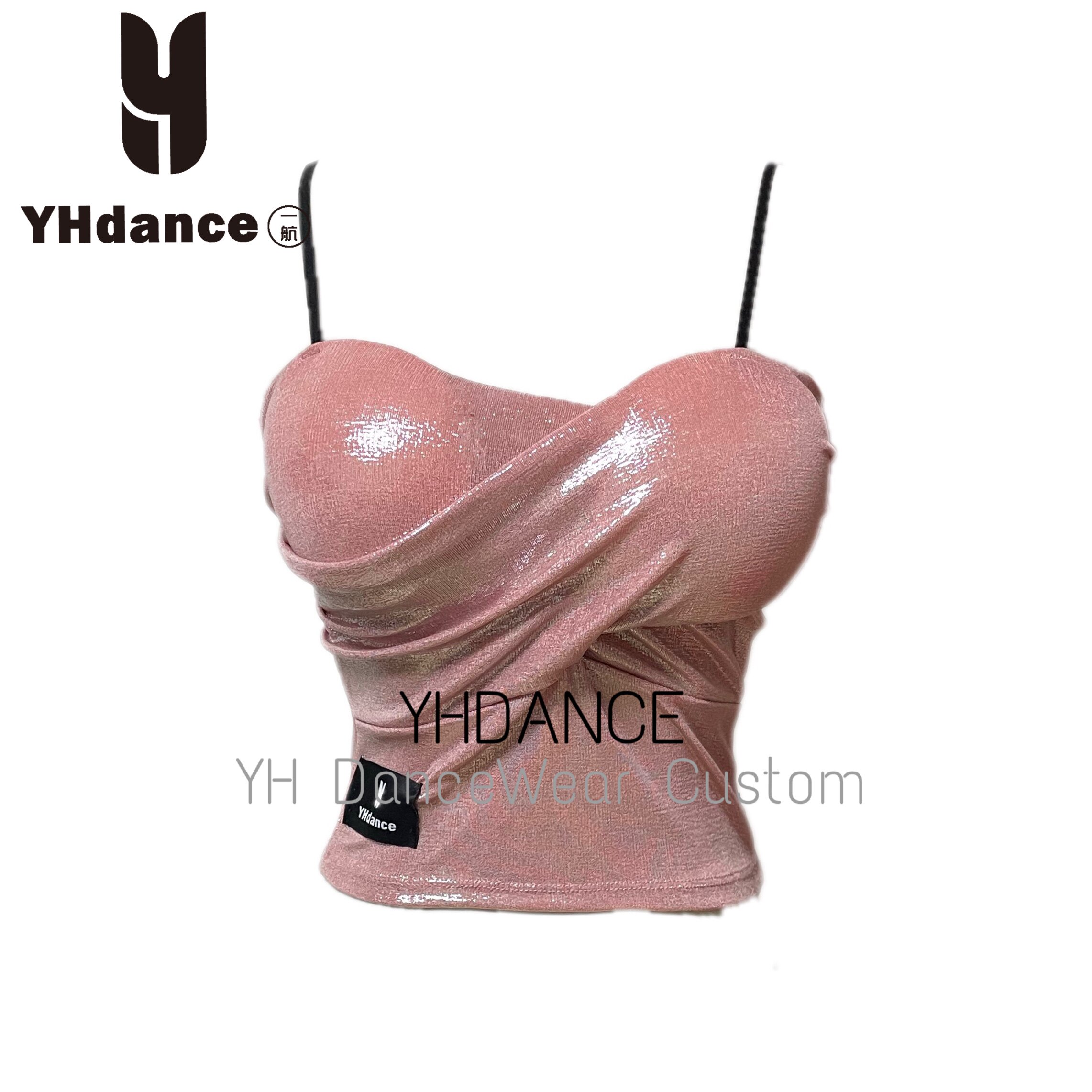 YHDANCE拉丁舞服吊带人鱼姬烫金上衣美背带胸垫女教课练舞显瘦05
