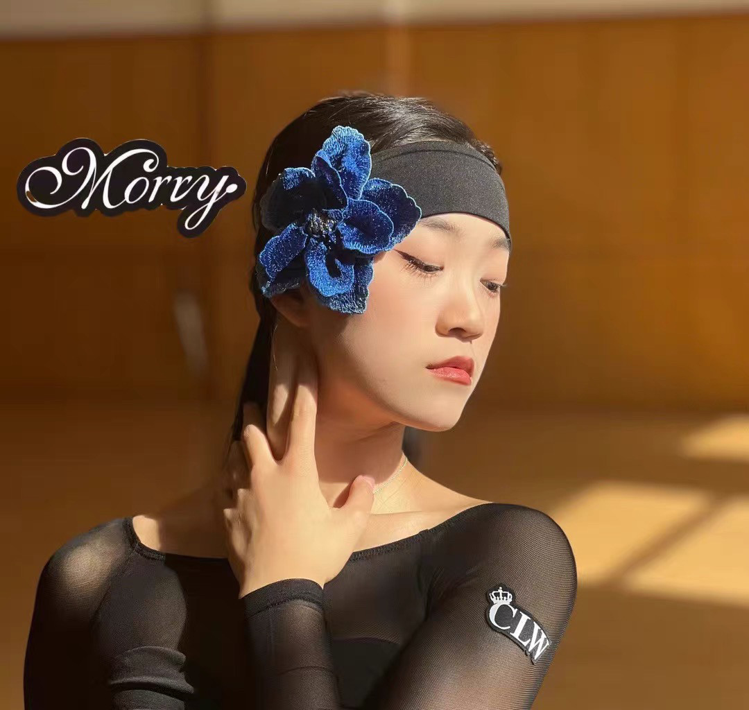 拉丁舞国标舞配饰女士表演艺考演出花朵发带彩色花朵拼接超美搭配