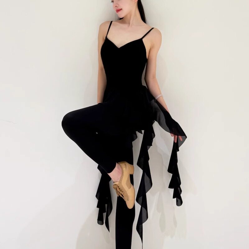 拉丁舞裤女成人莫代尔打底裤小脚裤练功裤显瘦显腿细教课练舞服