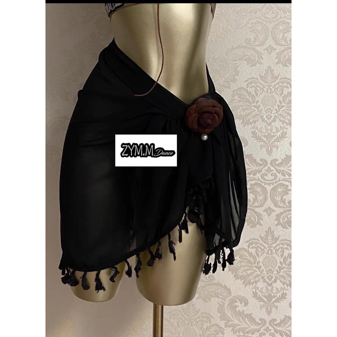 拉丁舞服一片式遮臀跨臀巾腰封舞蹈裙拉丁裙雪纺纱送短裤半身裙