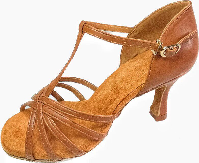 kc舞鞋拉丁舞鞋女平价舞鞋初学者适用五带T字款软底舒适马蹄跟