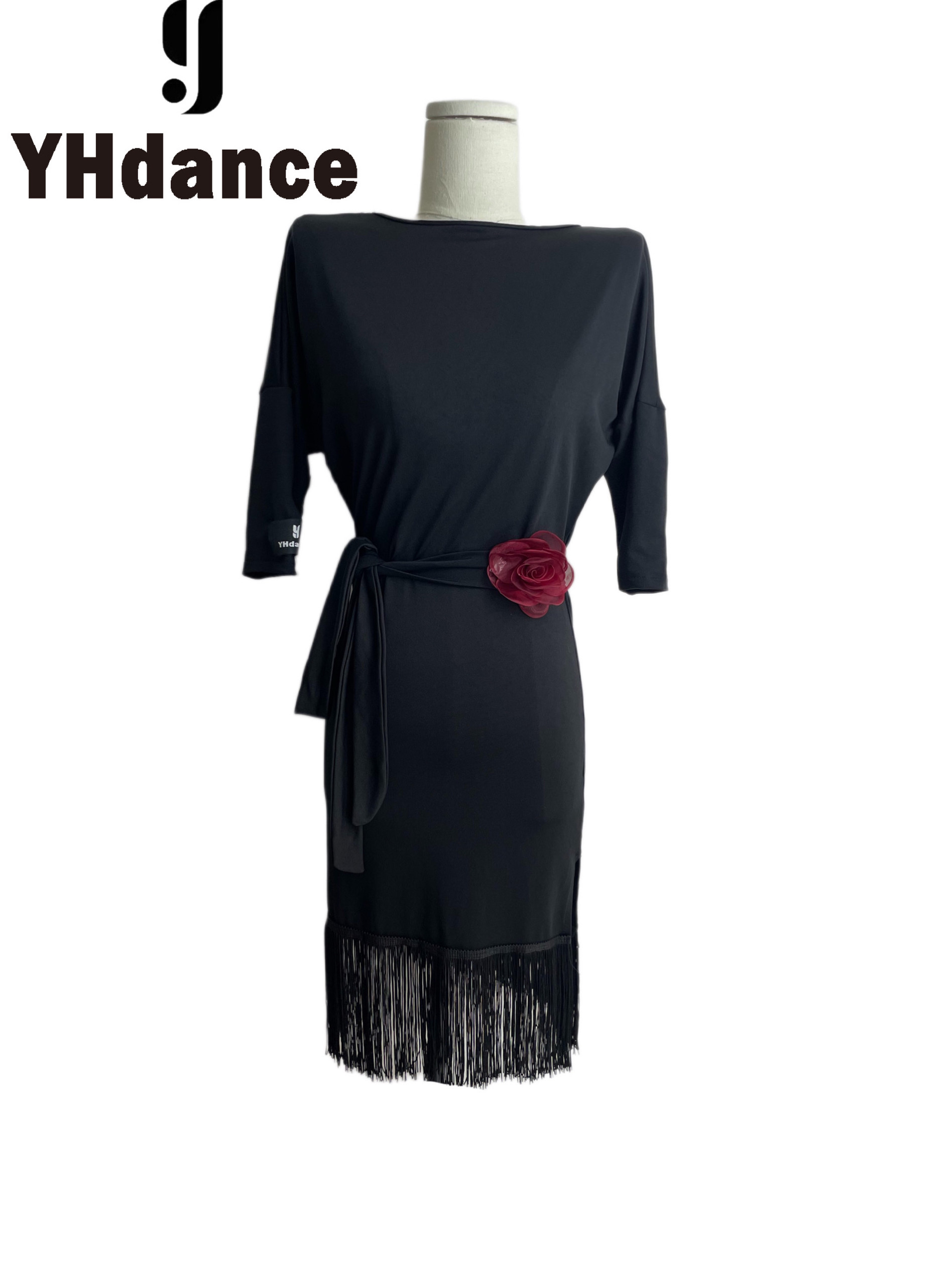 YHDANCE拉丁舞服流苏连衣裙蝙蝠袖女成人新款练功表演训练服C184