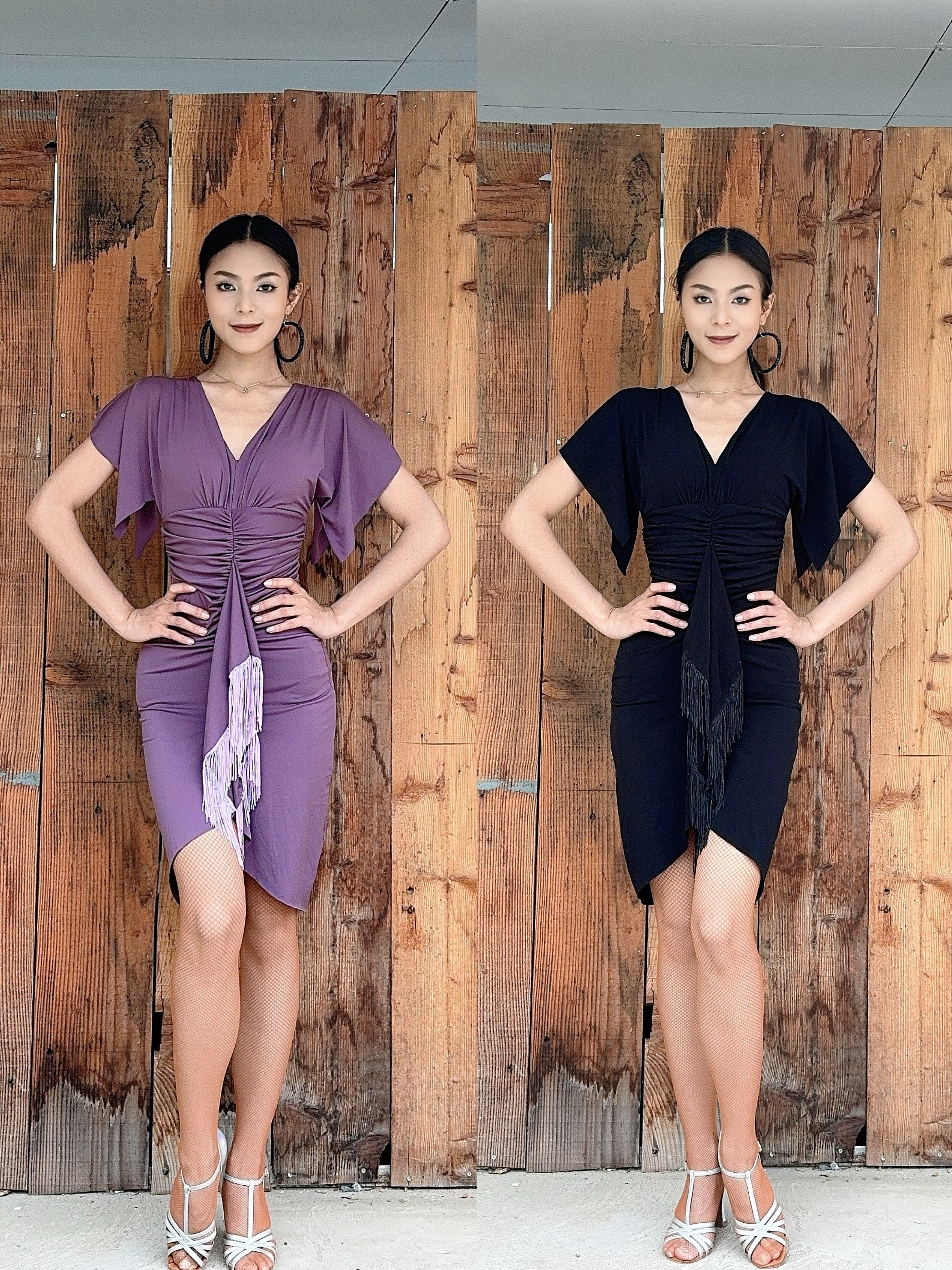 YHDANCE拉丁舞服连体裙流苏荷叶边裙子女成人教课练舞显瘦c392