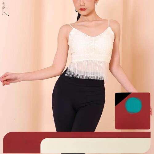 DANCEBABY拉丁舞上衣女2025新款舞服舞衣练功服流苏蕾丝吊带YD492