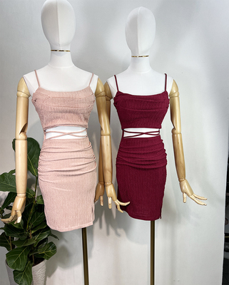 夏季性感低胸镂空吊带露肚包臀连衣裙气质露背夜场短款裙