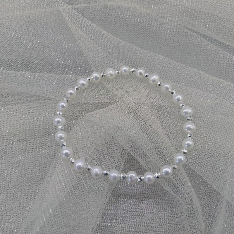 真正天然淡水珍珠银/金珠手链