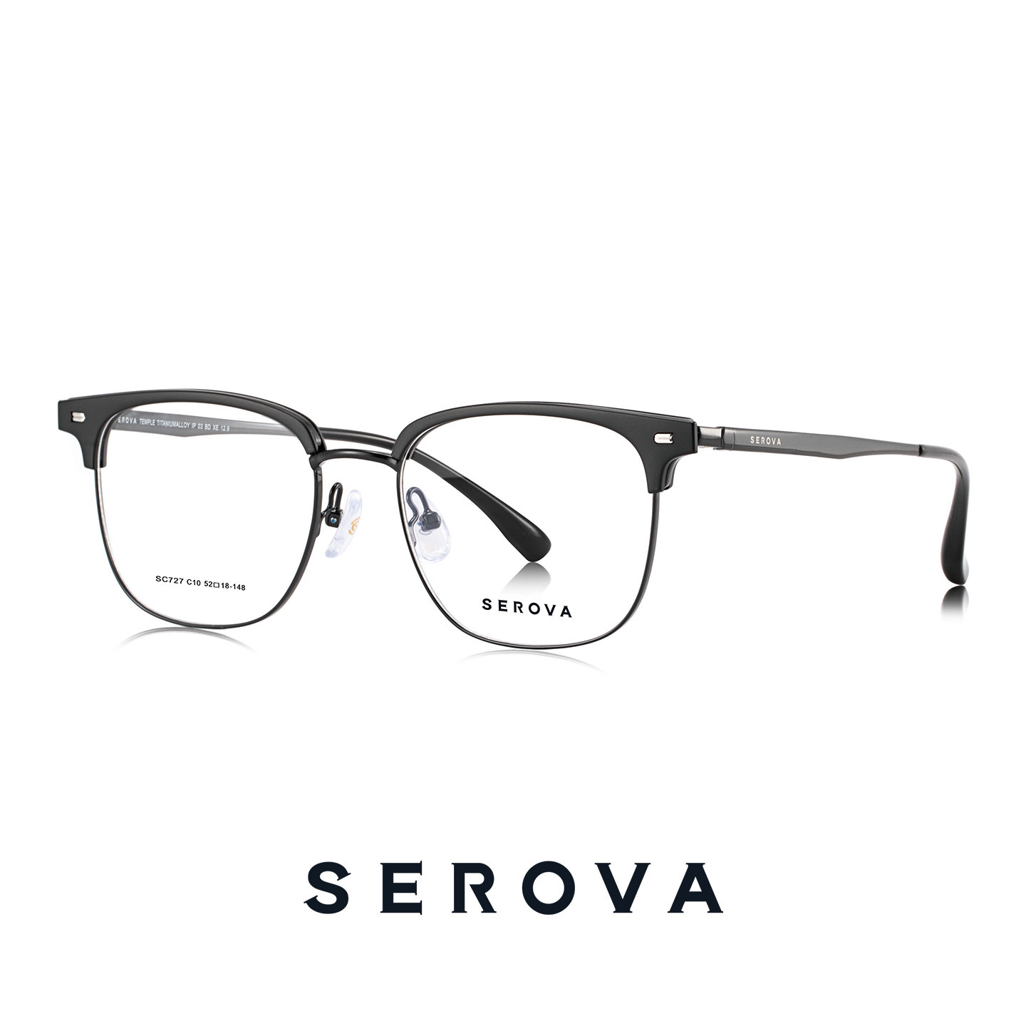 施洛华眼镜框商务理工男眉线半边框时尚流行大脸素颜镜钛架SC727