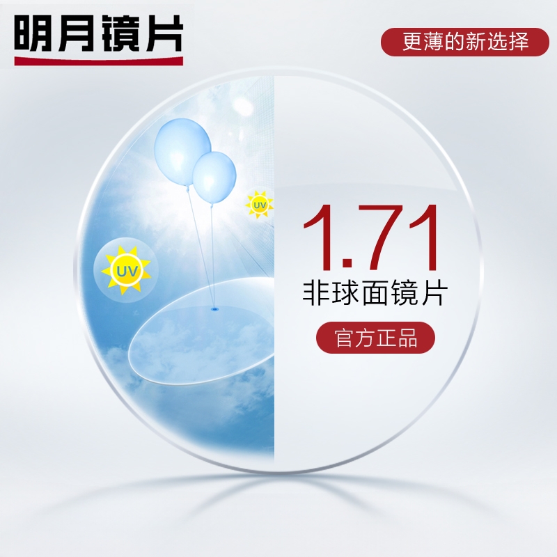 镜片1.71非球面超薄配高度近视变色防蓝光眼镜专业验光配镜眼镜片