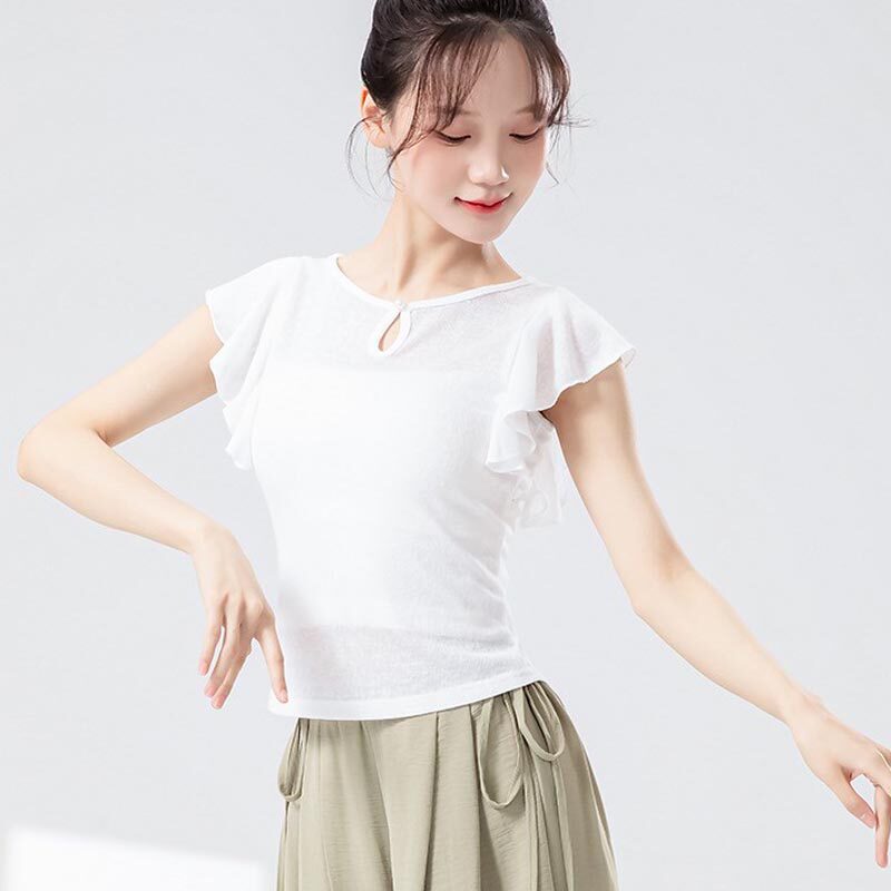 现代古典舞练功服女上衣夏季设计感小飞袖国风演出服学生舞蹈服装