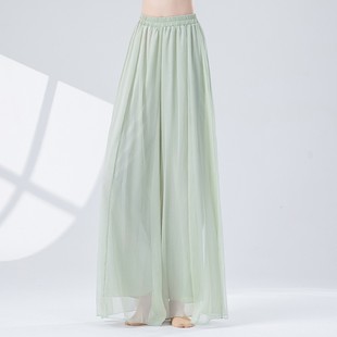 现代舞学生仙气纱裤 中国古典舞宽松飘逸练功裤 双层直筒演出舞蹈裤