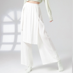 飘带训练裤 长裤 古典舞蹈服女 学生飘逸直筒阔腿裤 现代舞宽松练功裤