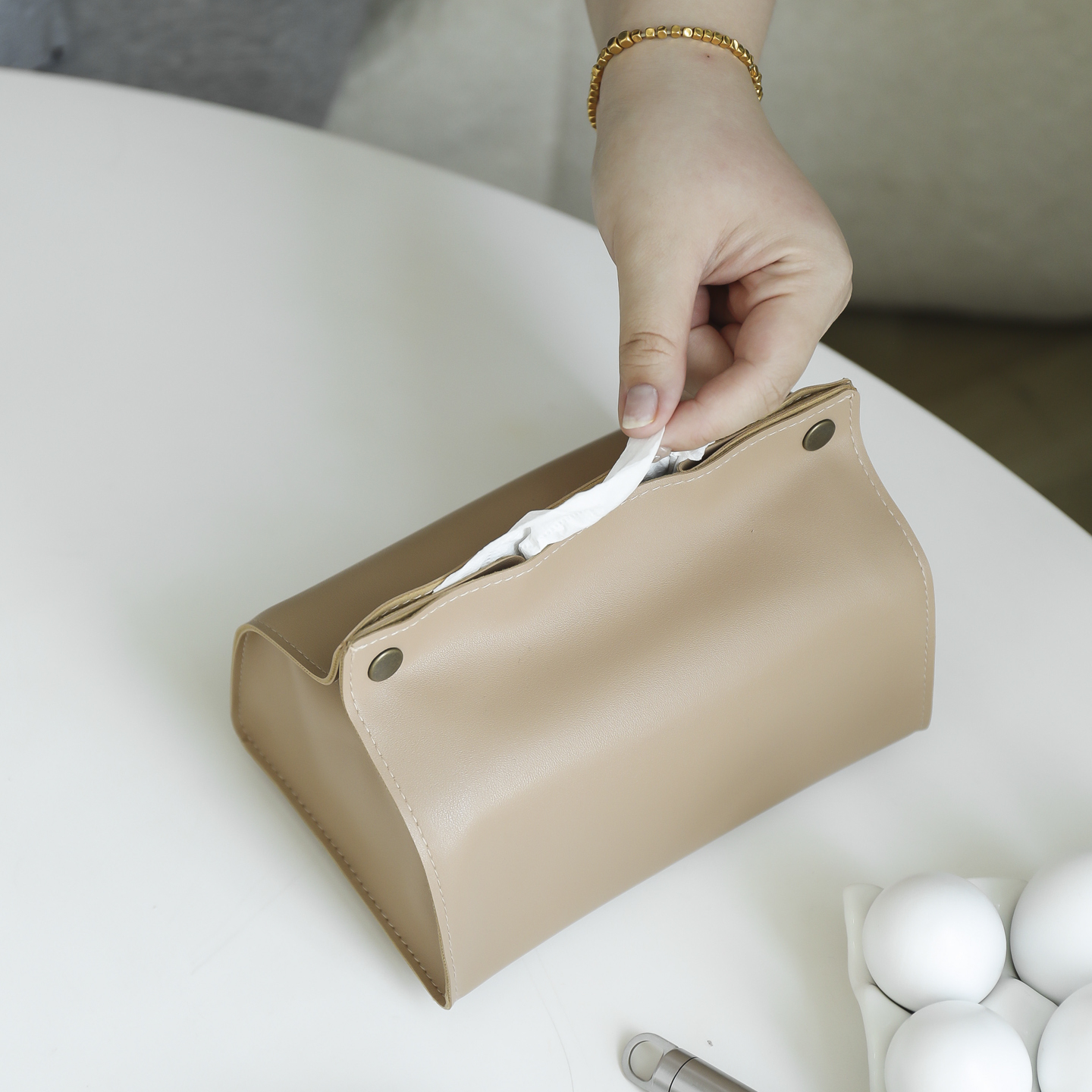 北欧轻奢环保皮餐客厅车载纸巾盒