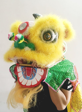 手工醒狮眨眼儿童玩舞狮子南狮头