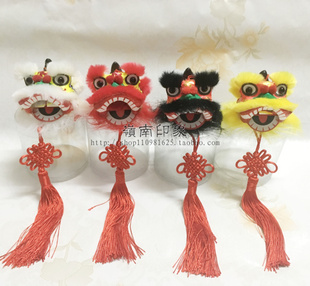 国潮传统手工艺礼品可爱醒狮吊坠挂件车载小舞狮子中国结狮头新年