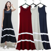 韩版 新款 莫代尔背心长裙女宽松无袖 2026夏季 沙滩裙大摆连衣裙大码