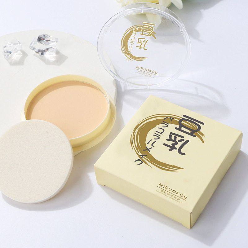 米若蔻豆乳粉饼粉质细腻控油定妆防水防汗不脱妆脸部隔离隐形毛孔