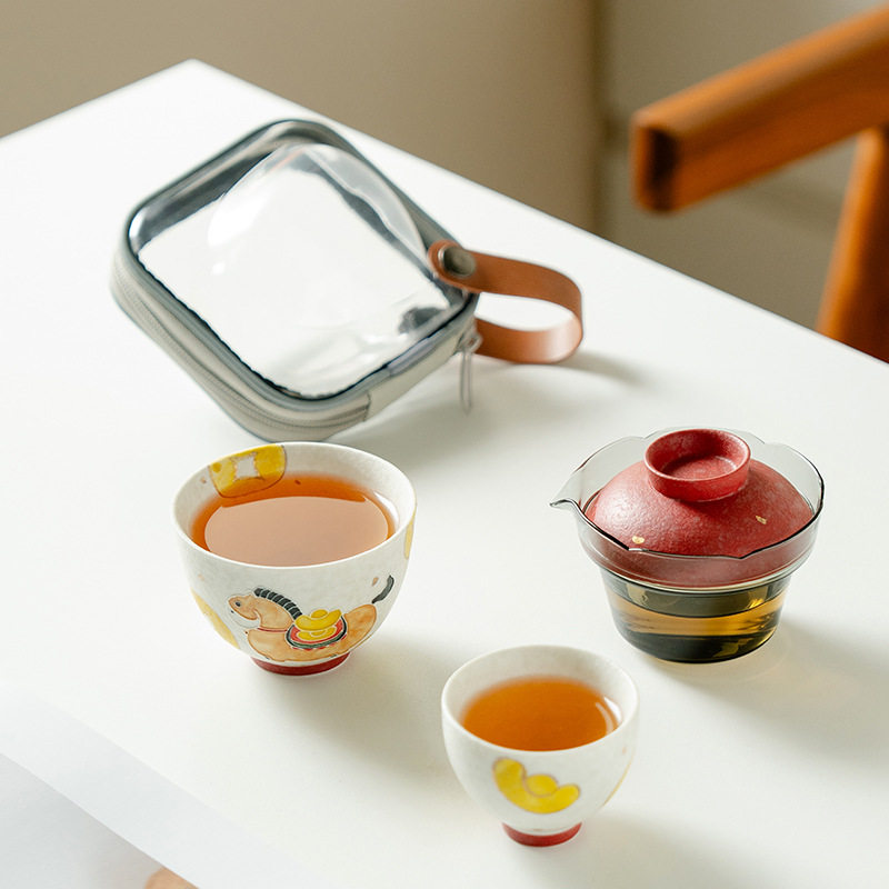 2026马上有钱花瓣快客双人饮旅行茶具马年户外茶杯套装泡茶器陶瓷,餐饮具,旅行茶具,淘宝优惠券,粉丝福利购,淘宝优惠卷