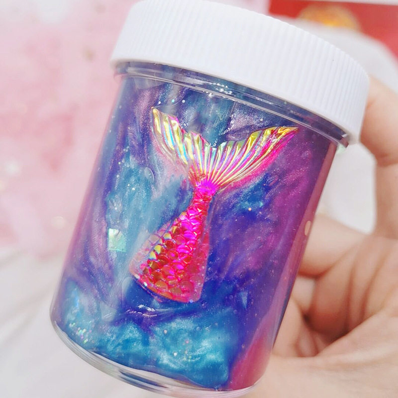 鱼尾水晶泥透明安全美人鱼姬色彩泥减压益智戳戳泥学生儿童史莱姆