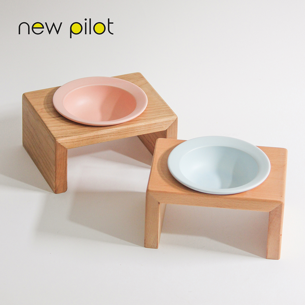 进口纯实木猫碗架宠物陶瓷碗架子防打翻饭碗双碗猫食盆猫狗通用