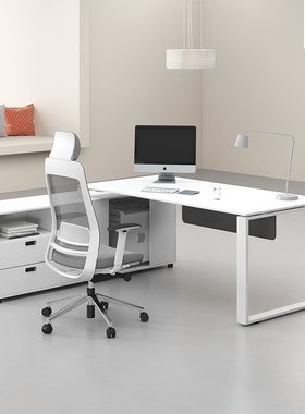 简约现代老板桌椅组合白色主管经理大班台1.8米钢木单人电脑桌子