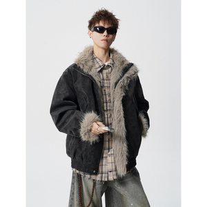 冬季座山雕夹棉棉服款麂皮夹克加厚外套男加绒棉衣 409-J229-P128图片