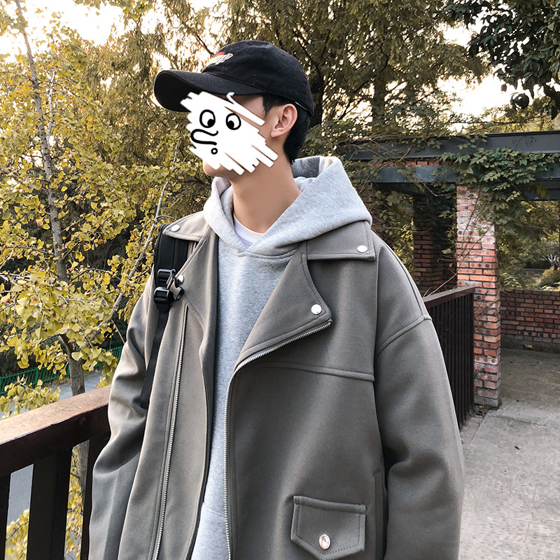 ins短款呢子大衣韩版宽松毛呢夹克男港风休闲外套404-2-DY04图片