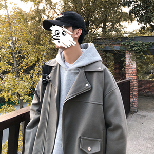 ins短款呢子大衣韩版宽松毛呢夹克男港风休闲外套404-2-DY04图片