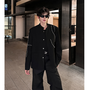 高级感立领风西装外套男秋季休闲新中式钉珠西服409-5621-P118图片
