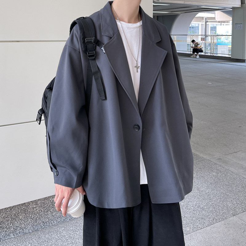 韩国宽松休闲小众黑oversize灰色西装春秋外套XZ404-2-XF06-p90,男装西服,星座409(原A307）