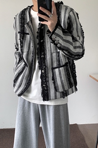 小香风青少年外套男秋季复古小众夹克情侣休闲上衣A307-5520-P115图片