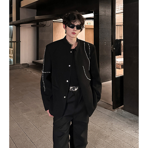 高级感立领风西装外套男秋季休闲新中式钉珠西服409-5621-P118图片