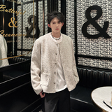 粗花呢白色垫肩小香风外套男冬季加厚高级感夹克409-5602-P108，男装夹克，星座409(原A307）