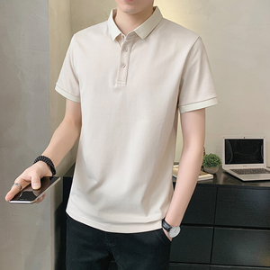 简约POLO衫男短袖修身夏季纯色翻领t恤  A307-PL29-P45抖音直播图片